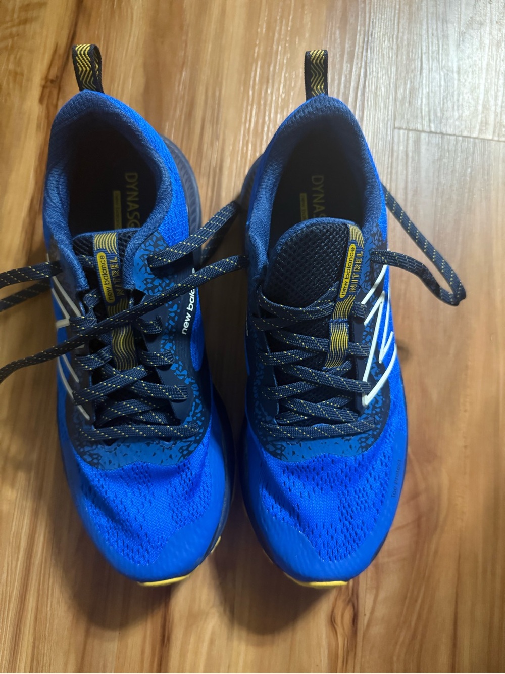 New Balance Men’s Blue and Black Athletic Running Shoes with Yellow Accents